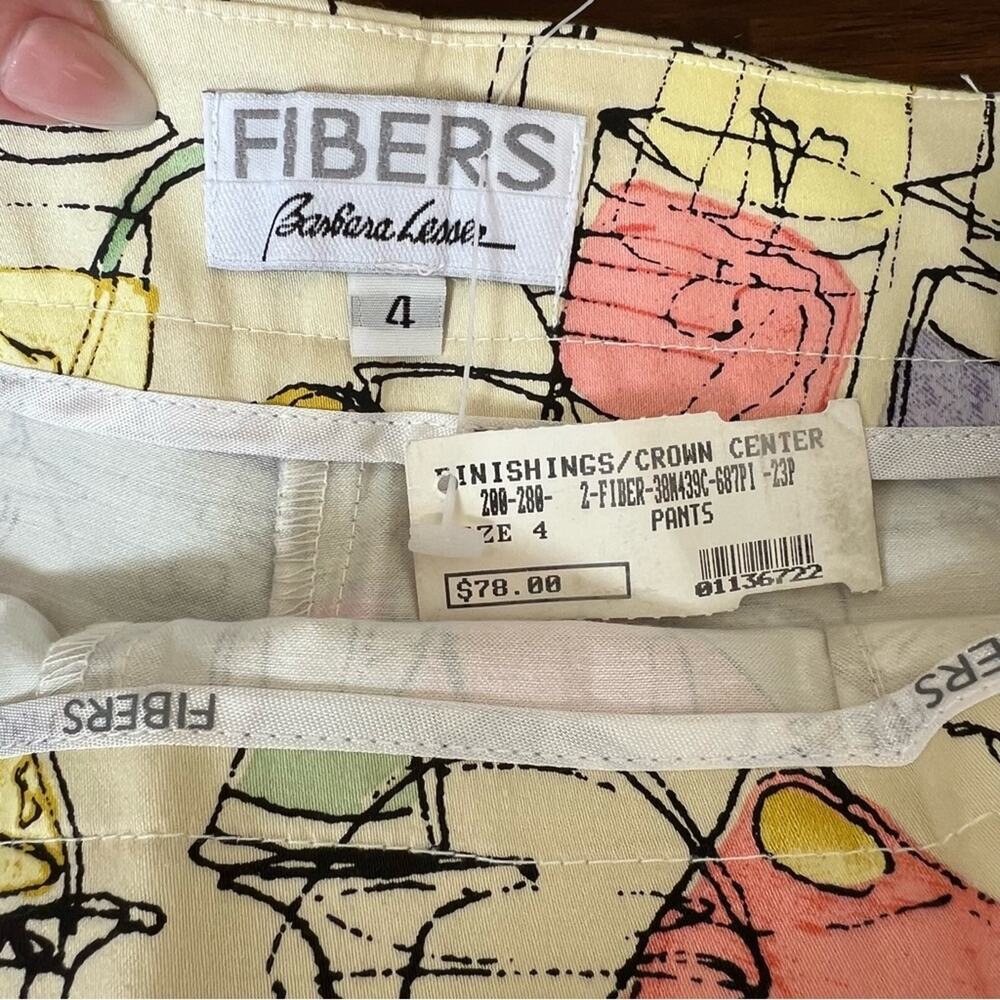 Fibers by Barbera Lesser Women’s Cocktail Print Cropped Pants Size 4 - Picture 4 of 8